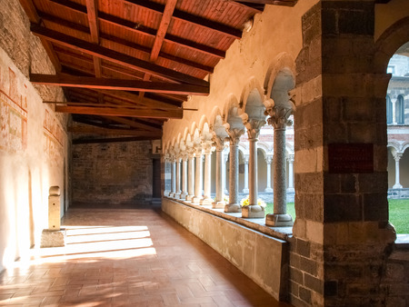 Piona, Italy - October 29, 2014: Abbey of Piona, interior courtyard and cloister where the monks can meditateのeditorial素材