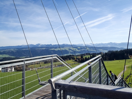 Scheidegg - Germany - november 1, 2014: Skywalkpark. Panoramic structure of steel and wood built in the woods with beautiful mountain viewsのeditorial素材