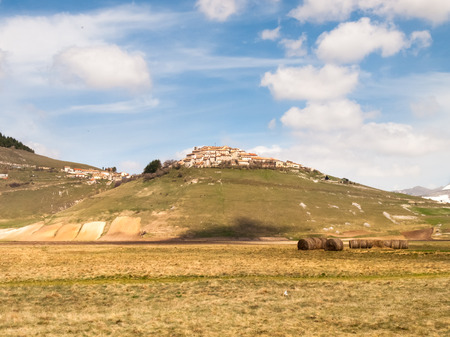 Italy, Castelluccio di Norcia big plan of Monti Sibillini.の写真素材