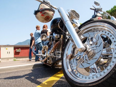 Lugano, Switzerland-July 04, 2015: Swiss harley days. third edition of this National meeting where come together may bykers from the Swiss Country and Europe.のeditorial素材