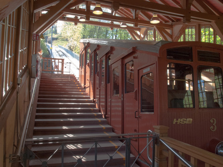 Heidelberg, Germany - April 20, 2015: Bergbahn Kormarkt-Molkenkur, Koenigstuhlのeditorial素材