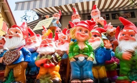 Appenzell, Switzerland - Juli 07, 2015: Garden dwarf represented different moments and modern styles of the dwarfs that are used to decorate gardens.のeditorial素材