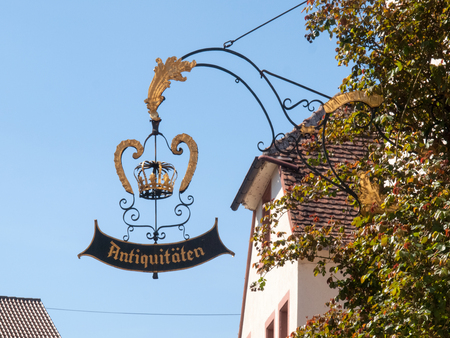 Neustadt an der Weinstrasse, Germany - April 19, 2015: Coat of Arms of professions exposed on the wall of the building. SI is a typical traditional finish of the Germanic countriesのeditorial素材
