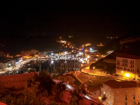 Bonifacio, Corsica, France: Marina with several moored boatsの写真素材