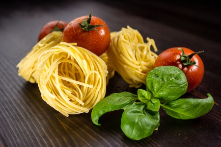 noodles and tomatoesの写真素材