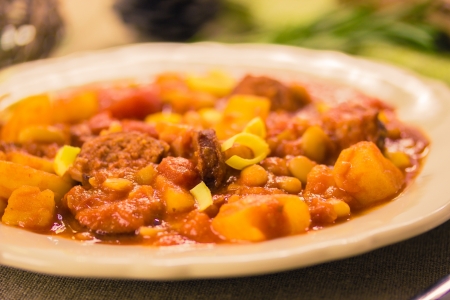 Beans with cabbage sausageの写真素材