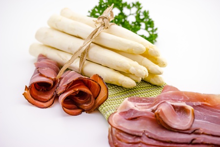 Fresh asparagus with parsleyの写真素材