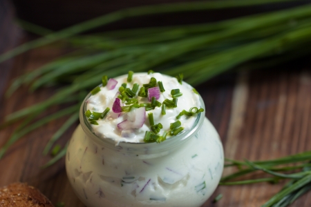 Curd with herbsの写真素材