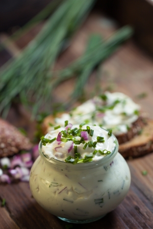 Curd with herbsの写真素材