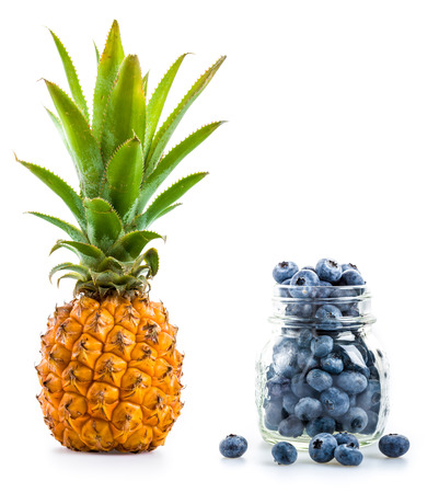 pineapple and blueberriesの写真素材