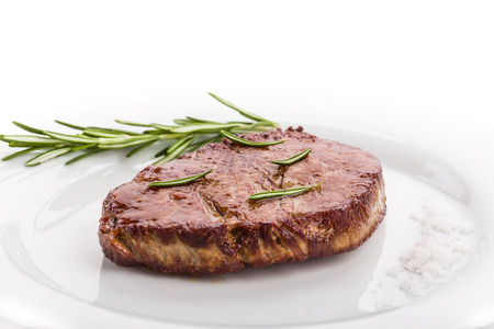Fillet of beef with rosemary and sea saltの写真素材