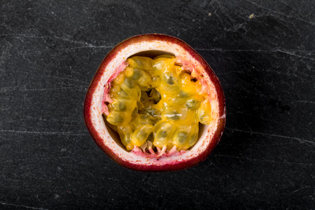 Passion fruit freshly cutの写真素材