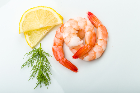 Gambas draped on a white backgroundの写真素材