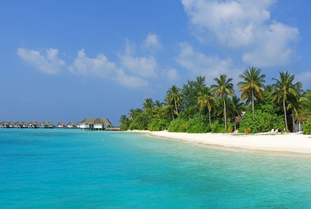 The Maldives Beach Landscape view on Vacation tripの写真素材