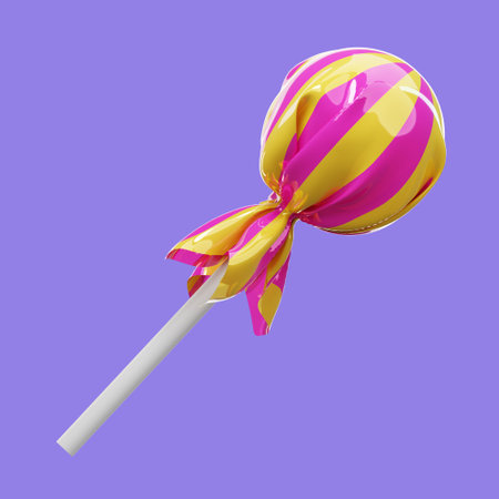 3D rendering of halloween candy icon illustration isolated on purple backgroundの写真素材