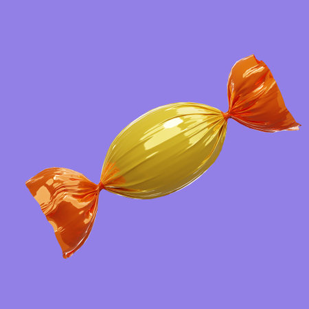 3D rendering of halloween candy icon illustration isolated on purple backgroundの写真素材