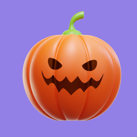 Halloween Pumkin with eyes glowing inside 3D Renderingの写真素材