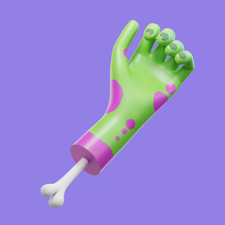 Cartoon creepy halloween green monster hand. 3D-renderingの写真素材