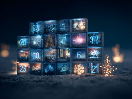 Christmas and New Year background with snowflakes. 3d renderingの素材