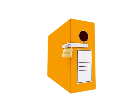 Locked orange ring binderの写真素材