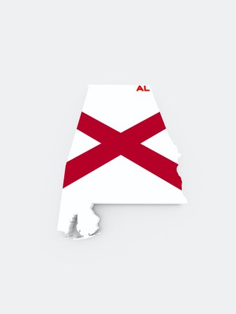 alabama state flag on 3d mapの写真素材