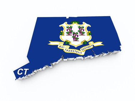 connecticut state flag on 3d mapの写真素材