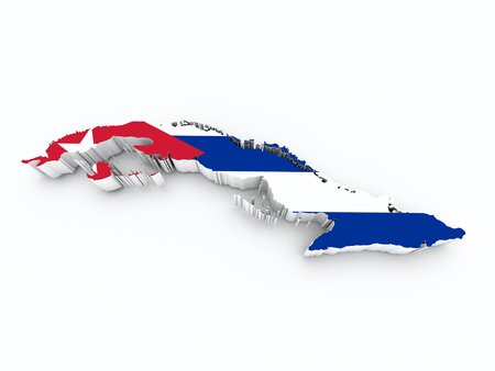 cuba flag on 3d mapの写真素材
