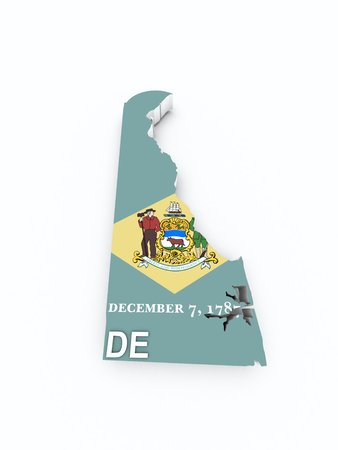 delaware state flag on 3d mapの写真素材