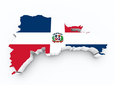 dominican republic flag on 3d map on white isolatedの写真素材