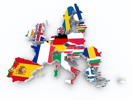 map europe union state flags on white isolatedの写真素材