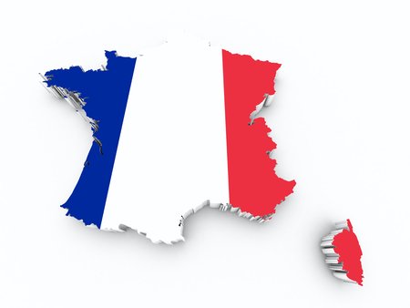 france flag on 3d mapの写真素材