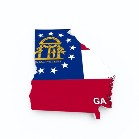 georgia state flag on 3d mapの写真素材