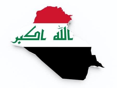 iraq flag on 3d mapの写真素材