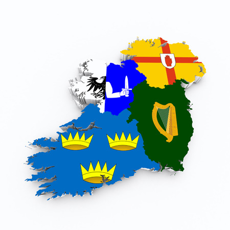 ireland four provinces flags on 3d mapの写真素材
