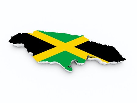 jamaica flag on 3d mapの写真素材