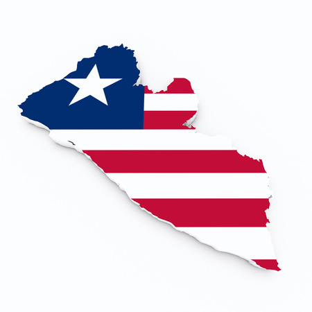 Liberia flag on 3d mapの写真素材