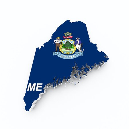 maine state flag on 3d mapの写真素材