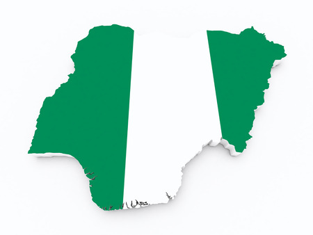 Nigeria flag on 3d mapの写真素材