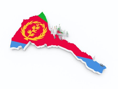 eritrea flag on 3d mapの写真素材