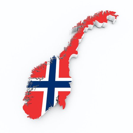 norway flag on 3d mapの写真素材