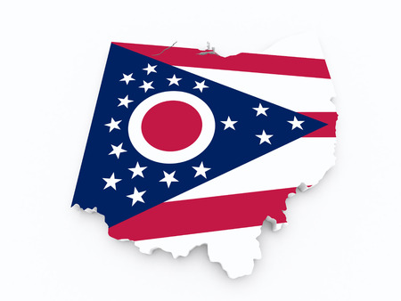 Ohio state flag on 3d mapの写真素材