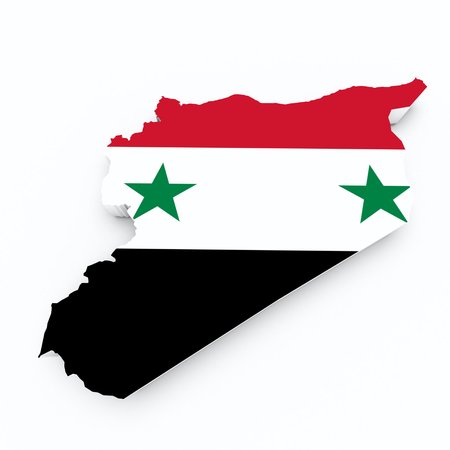 syria flag on 3d mapの写真素材