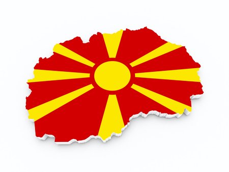 macedonia flag on 3d mapの写真素材