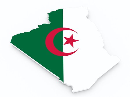 algeria flag on 3d mapの写真素材