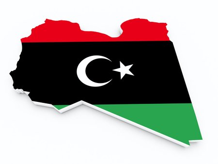 libya flag on 3d mapの写真素材
