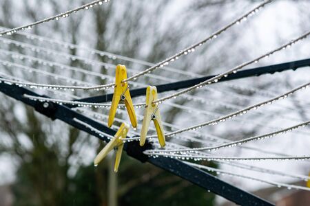 A clothespin, or clothes peg is a fastener used to hang up clothes for drying, usually on a clothes...