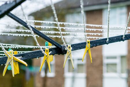 A clothespin, or clothes peg is a fastener used to hang up clothes for drying, usually on a clothes...