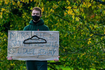 Oxford, United Kingdom - November 1, 2020: Polish pro choice protest in University Parks Oxford, women and men peacefully protesting against the anti-abortion law by constitution tribunalのeditorial素材