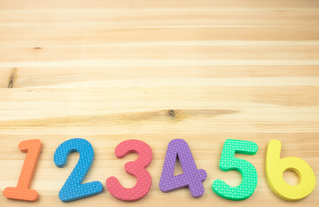 Back to school concept on a wooden background.school time. bright rooms on a wooden tableの写真素材