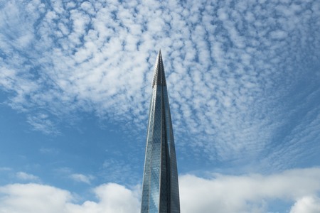 View of Modern glass high-buldings from 56 floor at sunny winter dayの写真素材
